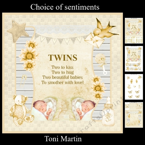 New Baby Twins Card Mini Kit & Decoupage