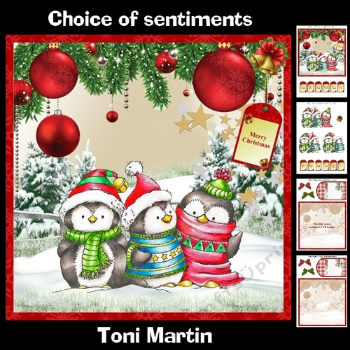 Three chilly penguins christmas mini kit & decoupage