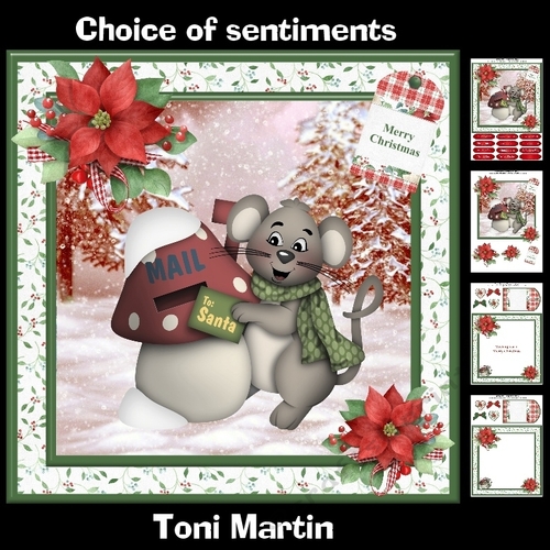 Letter for Santa - Christmas mouse card mini kit & decoupage