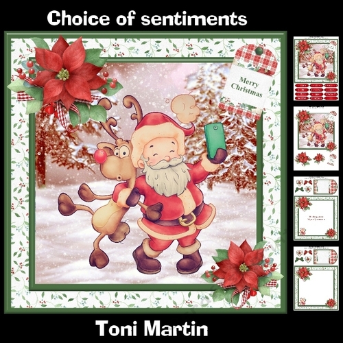 Santa & Rudolph Selfie - Christmas card mini kit & decoupage
