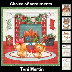 Christmas fireplace scene - cute mice mini kit & decoupage