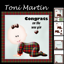Congrats on the wee yin - scottish tartan effect new baby mini kit (with bow)
