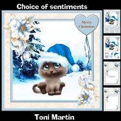 Sweet Kitten Christmas Card Mini Kit & Decoupage