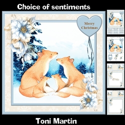 Fox Family Christmas Card Mini Kit & Decoupage