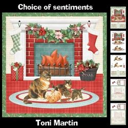 Cat family by the fire christmas mini kit & decoupage