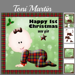 Happy 1st christmas wee yin - scottish tartan effect mini kit (with bow)