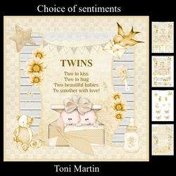 New Baby Twins Card Mini Kit & Decoupage