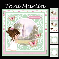 First Holy Communion Girl Card Mini Kit & Decoupage (Brown Hair)