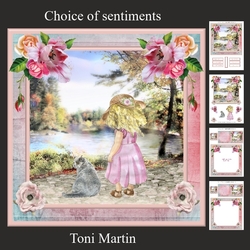 Girl & Kitty by the River Card Mini Kit & Decoupage
