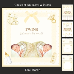 New Baby Twins Card Mini Kit & Decoupage
