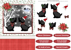 Scottie dogs christmas card front & decoupage
