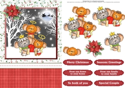 Choir mice christmas card front & decoupage