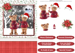 Sweet bears christmas card front & decoupage
