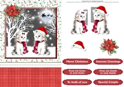 Sweet cats christmas card front & decoupage