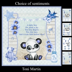 Panda - New Baby Boy Card Mini Kit & Decoupage