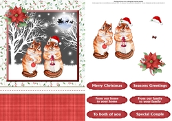 Squirrels christmas card front & decoupage