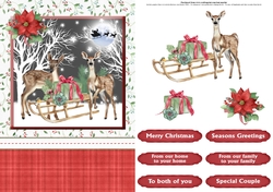 Deer couple christmas card front & decoupage