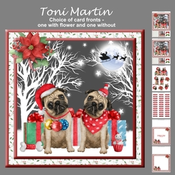 Christmas pugs decoupage mini kit