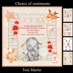 Baby Girl Elephant Decoupage Mini Kit