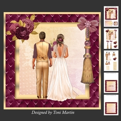 Wedding Couple Decoupage Card Mini Kit 7x7 
