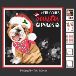 Santa Paws Decoupage Card Mini Kit 7x7 - English Bulldog