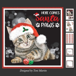 Santa Paws Decoupage Card Mini Kit 7x7 - Kitten