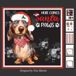 Santa Paws Decoupage Card Mini Kit 7x7 - Dachshund
