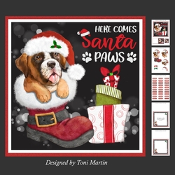 Santa Paws Decoupage Card Mini Kit 7x7 - Boxer