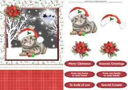 Christmas kitty card front & decoupage