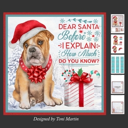 Dear Santa Decoupage Card Mini Kit 7x7 - Bulldog