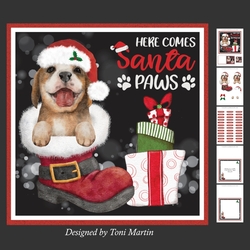 Santa Paws Decoupage Card Mini Kit 7x7 - Beagle