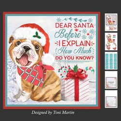 Dear Santa Decoupage Card Mini Kit 7x7 - English Bulldog