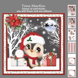 Cute Penguin Christmas Decoupage Card Mini Kit 7x7