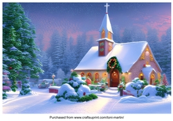 Christmas Church Snow Scene