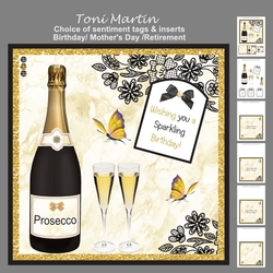 Prosecco Decoupage Card Mini Kit 7x7