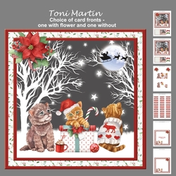 Cute Kittens Christmas Decoupage Card Mini Kit 7x7