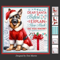 Dear Santa Decoupage Card Mini Kit 7x7 - German Shepherd