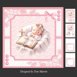 Christening Day Girl Decoupage Card Mini Kit 7x7