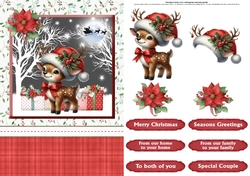 Reindeer Christmas card front & decoupage
