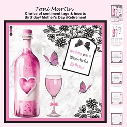 Rose Wine Decoupage Card Mini Kit 7x7