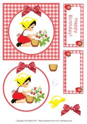 Sweet Strawberry Girl Decoupage Card