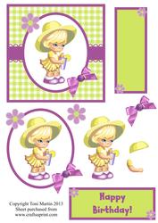 Lemonade Girl Gingham Decoupage Card
