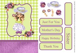 Hat Girl Floral Decoupage Card