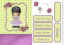 Sweet Little Girl with Flowers Decoupage Card