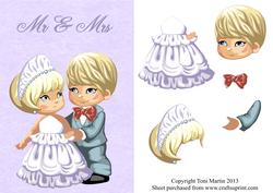 Cute Bride & Groom Wedding Decoupage Card