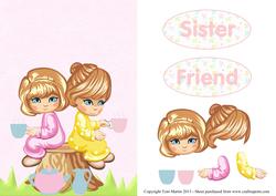 Sisters / Friends Having a Cuppa Decoupage Card