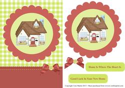 Country Cottage New Home Card Front with Decoupage
