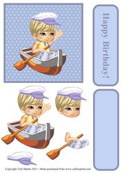 Little Sailor Nautical Boat Boy Decoupage Birthday Card