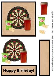 Darts Decoupage Birthday Card
