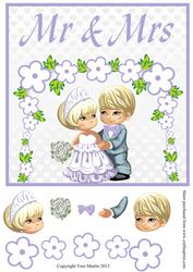 Cute Wedding Large Card Topper with Decoupage